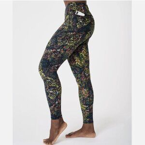 Sweaty Betty Black Heather Floral Print Full Length Power Workout Leggings